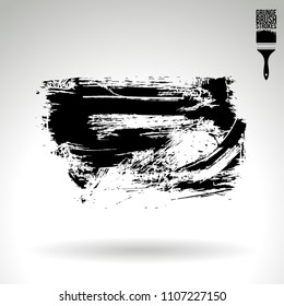Black brush stroke and texture. Grunge vector abstract hand - painted element. Underline and border design.