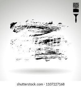 Black brush stroke and texture. Grunge vector abstract hand - painted element. Underline and border design.
