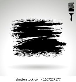 Black brush stroke and texture. Grunge vector abstract hand - painted element. Underline and border design.