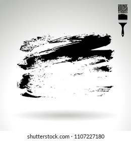 Black brush stroke and texture. Grunge vector abstract hand - painted element. Underline and border design.