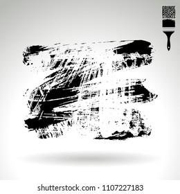Black brush stroke and texture. Grunge vector abstract hand - painted element. Underline and border design.