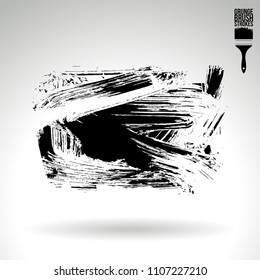 Black brush stroke and texture. Grunge vector abstract hand - painted element. Underline and border design.