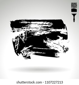 Black brush stroke and texture. Grunge vector abstract hand - painted element. Underline and border design.