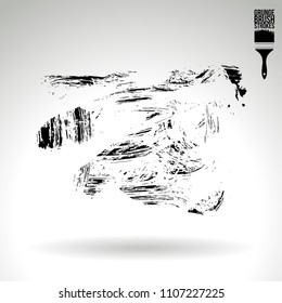 Black brush stroke and texture. Grunge vector abstract hand - painted element. Underline and border design.