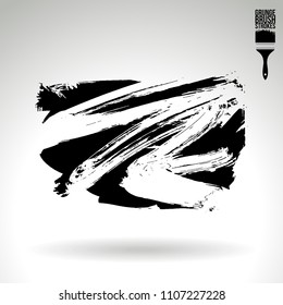 Black brush stroke and texture. Grunge vector abstract hand - painted element. Underline and border design.