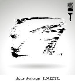 Black brush stroke and texture. Grunge vector abstract hand - painted element. Underline and border design.