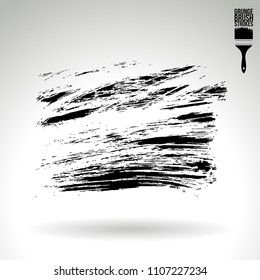 Black brush stroke and texture. Grunge vector abstract hand - painted element. Underline and border design.
