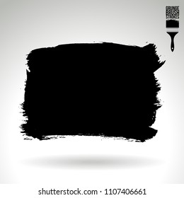 Black brush stroke and texture. Grunge vector abstract hand - painted element. Underline and border design.