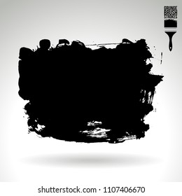 Black brush stroke and texture. Grunge vector abstract hand - painted element. Underline and border design.