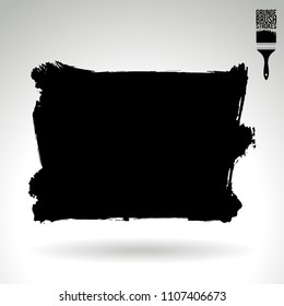 Black brush stroke and texture. Grunge vector abstract hand - painted element. Underline and border design.