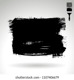 Black brush stroke and texture. Grunge vector abstract hand - painted element. Underline and border design.