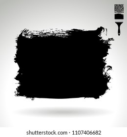 Black brush stroke and texture. Grunge vector abstract hand - painted element. Underline and border design.