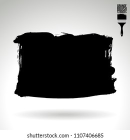 Black brush stroke and texture. Grunge vector abstract hand - painted element. Underline and border design.