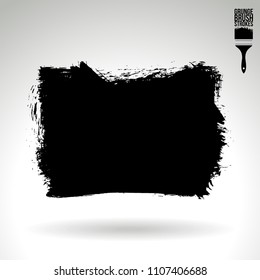 Black brush stroke and texture. Grunge vector abstract hand - painted element. Underline and border design.