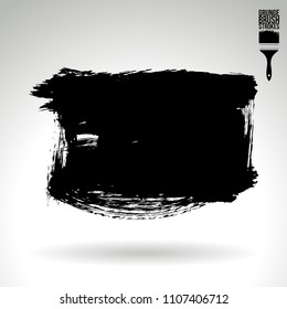 Black brush stroke and texture. Grunge vector abstract hand - painted element. Underline and border design.