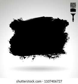 Black brush stroke and texture. Grunge vector abstract hand - painted element. Underline and border design.