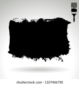 Black brush stroke and texture. Grunge vector abstract hand - painted element. Underline and border design.