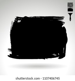 Black brush stroke and texture. Grunge vector abstract hand - painted element. Underline and border design.