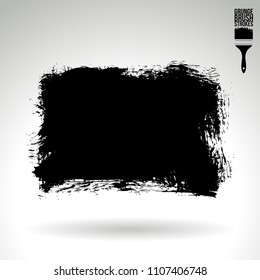 Black brush stroke and texture. Grunge vector abstract hand - painted element. Underline and border design.