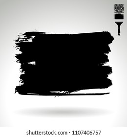 Black brush stroke and texture. Grunge vector abstract hand - painted element. Underline and border design.