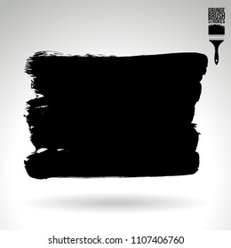 Black brush stroke and texture. Grunge vector abstract hand - painted element. Underline and border design.