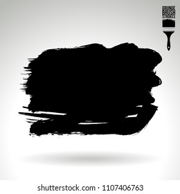 Black brush stroke and texture. Grunge vector abstract hand - painted element. Underline and border design.
