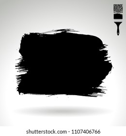 Black brush stroke and texture. Grunge vector abstract hand - painted element. Underline and border design.