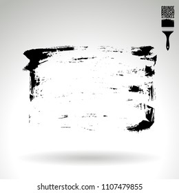 Black brush stroke and texture. Grunge vector abstract hand - painted element. Underline and border design.