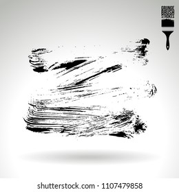 Black brush stroke and texture. Grunge vector abstract hand - painted element. Underline and border design.