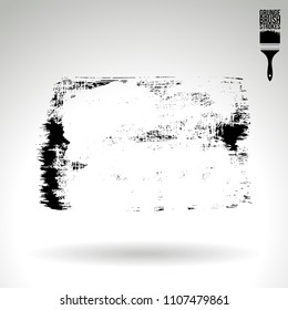 Black brush stroke and texture. Grunge vector abstract hand - painted element. Underline and border design.