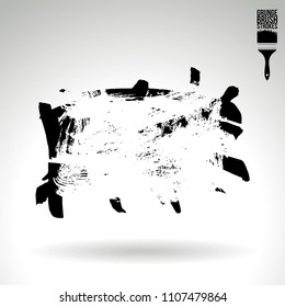 Black brush stroke and texture. Grunge vector abstract hand - painted element. Underline and border design.