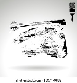 Black brush stroke and texture. Grunge vector abstract hand - painted element. Underline and border design.