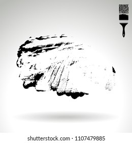 Black brush stroke and texture. Grunge vector abstract hand - painted element. Underline and border design.
