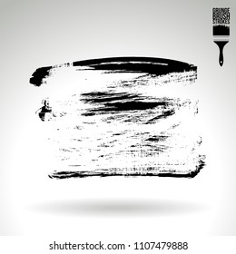 Black brush stroke and texture. Grunge vector abstract hand - painted element. Underline and border design.