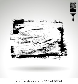 Black brush stroke and texture. Grunge vector abstract hand - painted element. Underline and border design.
