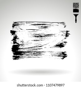 Black brush stroke and texture. Grunge vector abstract hand - painted element. Underline and border design.