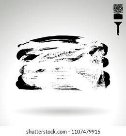 Black brush stroke and texture. Grunge vector abstract hand - painted element. Underline and border design.