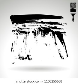 Black brush stroke and texture. Grunge vector abstract hand - painted element. Underline and border design.