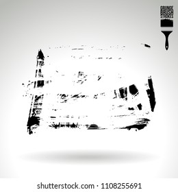 Black brush stroke and texture. Grunge vector abstract hand - painted element. Underline and border design.