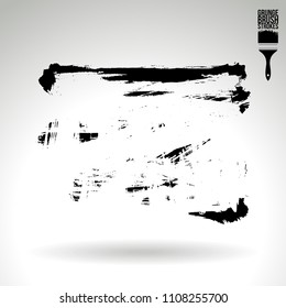 Black brush stroke and texture. Grunge vector abstract hand - painted element. Underline and border design.