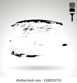 Black brush stroke and texture. Grunge vector abstract hand - painted element. Underline and border design.