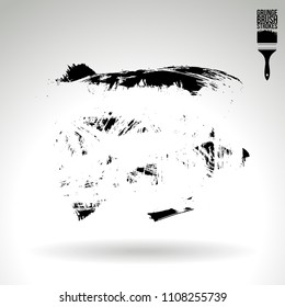 Black brush stroke and texture. Grunge vector abstract hand - painted element. Underline and border design.