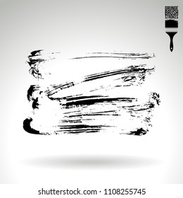 Black brush stroke and texture. Grunge vector abstract hand - painted element. Underline and border design.