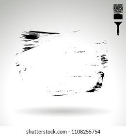 Black brush stroke and texture. Grunge vector abstract hand - painted element. Underline and border design.
