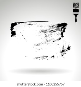 Black brush stroke and texture. Grunge vector abstract hand - painted element. Underline and border design.
