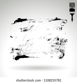 Black brush stroke and texture. Grunge vector abstract hand - painted element. Underline and border design.