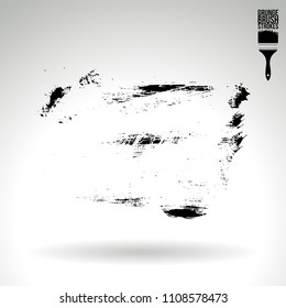 Black brush stroke and texture. Grunge vector abstract hand - painted element. Underline and border design.