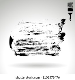 Black brush stroke and texture. Grunge vector abstract hand - painted element. Underline and border design.