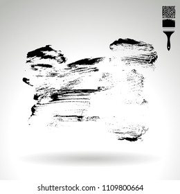 Black brush stroke and texture. Grunge vector abstract hand - painted element. Underline and border design.