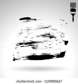 Black brush stroke and texture. Grunge vector abstract hand - painted element. Underline and border design.